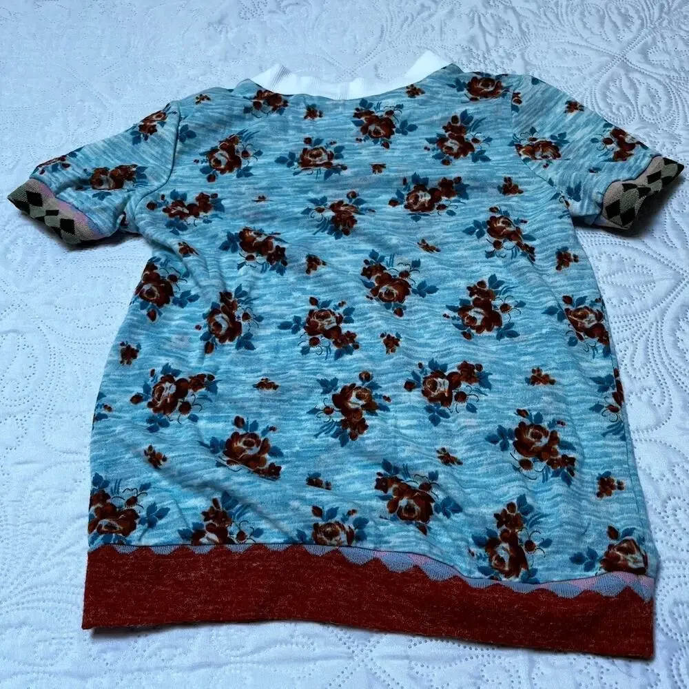 Mixed Print Floral Tunic Style Top
